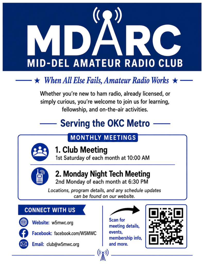 Mid-Del Amateur Radio Club flyer